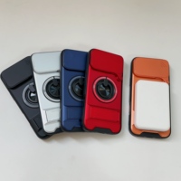 Étui de téléphone multifonctionnel pour 17 Pro Max, support d'anneau, double support, fenêtre coulissante, magnétique, simple, 2 en 1, support de téléphone