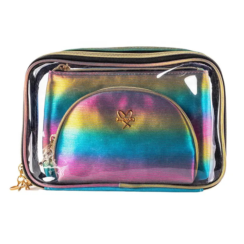 Anpassen von High-End-Kosmetik taschen Logo Clear Vanity Bag Reiß verschluss bürste Make Up Organizer Travel Cosmetic Bags & Cases