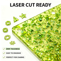 Feuille d'acrylique coulée vert citron 1/8 po avec paillettes confettis pour découpe laser CO2, ornements mignons, sous-verres, projets DIY et personnalisés