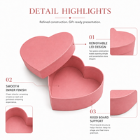 Boîte cadeau de luxe en forme de cœur rose avec couvercle et base en carton rigide, ensemble de boîtes d'emballage romantiques pour la Saint-Valentin, mariage, fleurs