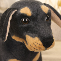 Peluche réaliste de chien Rottweiler noir debout, jouet en peluche animal simulé avec pattes pour compagnie ou décoration intérieure