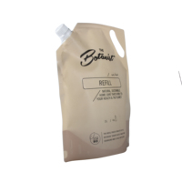 Pochette à bec de recharge en papier kraft biodégradable écologique pour savon liquide, huile pour le corps, lotion, crème pour les mains, emballage de soins de la peau