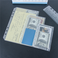 Pochettes à fermeture éclair A5/A6/A7 pour classeur de budget, à 2 couches, en PVC dépoli, à 6 trous, à fermeture plate, à double poche