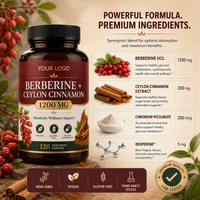 Berberine HCL 1200mg certifiée GMP avec cannelle de Ceylan, chrome et biopérine, 120 gélules végétariennes