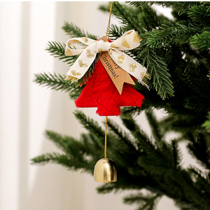 Dễ thương ấm áp Cây treo trang trí chuông Mặt dây chuyền holly tim Bowknot 2025 Lạc Đà Đỏ Trắng cảm thấy holly đồ trang trí chuông giáng sinh - Product Image 4