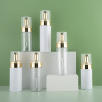 Bouteille de pompe à mousse en plastique vide de 100ml 120ml 150ml 200ml bouteille moussante pour nettoyant pour le visage en PET avec pompe à mousse dorée/argentée