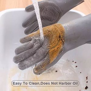 Gants de nettoyage de cuisine réutilisables multifonctionnels en silicone, gants de vaisselle en silicone avec éponges intégrées - Product Image 4