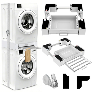 Kit universel d'empilage réglable pour lave-linge et sèche-linge avec tiroirs de rangement pour la maison et l'hôtel - Product Image 1