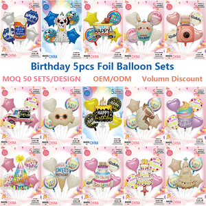 Ensemble de 5 ballons en forme de licorne de dessin animé pour gâteau d'<span class=keywords><strong>anniversaire</strong></span>, kit de décoration mignon pour fête d'<span class=keywords><strong>anniversaire</strong></span> d'enfants, vente en gros - Product Image 1