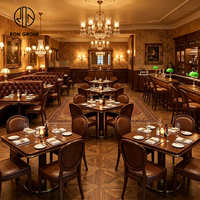 Meubles de restaurant Ron Group, table carrée en bois massif, chaise rembourrée en cuir, dossier haut, sièges de banquet personnalisés