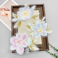 Lot de Broderies en Dentelle 3D Florales Perlées et Pailletées, Appliques de Broderie, Patchs de Fleurs en Dentelle pour Robe de Soirée, Robe de Mariée, Vêtement