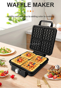 4 mini gaufriers et presse à panini avec plaques antiadhésives doubles, parfait pour les petits-déjeuners, les desserts et les collations - Product Image 5