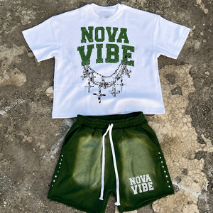 Conjunto de Camiseta y Pantalones Cortos para <span class=keywords><strong>Hombre</strong></span>, Estampado en Serigrafía, Estilo Vintage, Lavado Ácido, Alta Calidad, Venta al Por Mayor - Product Image 1