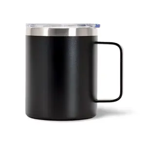 Custom Logo 14oz Stainless Steel Insulated Vacuum Thermo Mug Coffee Camping Travel 14 Oz Mug With Handle