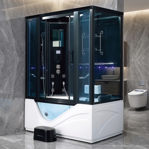 <span class=keywords><strong>Cabina</strong></span> de ducha de <span class=keywords><strong>hidromasaje</strong></span> para sala de vapor de lujo moderna con marco de vidrio templado y aluminio cepillado para uso en apartamentos interiores - Product Image 6