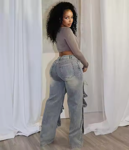 Pantalons en <span class=keywords><strong>jean</strong></span> pour femmes Autumn Street, coupe droite, jeans tendance, boutons, pantalons en <span class=keywords><strong>jean</strong></span> grande taille, jeans tendance pour femmes - Product Image 6
