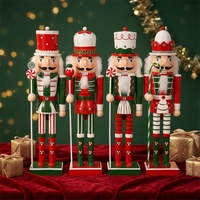 Rote und Grüne Süßigkeiten-Serie Großer 50CM Nussknacker-Soldat aus Holz Handgefertigte Umweltfreundliche Festliche Weihnachtsdekoration für Partys