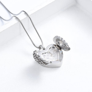 <span class=keywords><strong>Angel</strong></span> Wings kremasi perhiasan untuk abu hati guci kalung liontin untuk wanita pria liontin kenang-kenangan perhiasan untuk manusia - Product Image 5