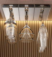 Support à verres à vin sous étagère, gain de place, transparent ambré, esthétique, capacité 4-6 verres, sans perçage, rangement de bar