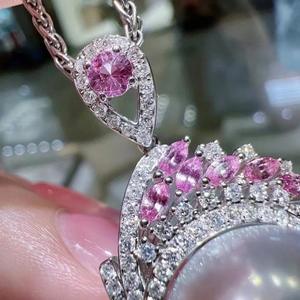 Collier de perles naturelles impeccables de base, 12-13 mm, avec chaîne cubaine en argent pur 925, lumière intense, coffret cadeau assorti - Product Image 3