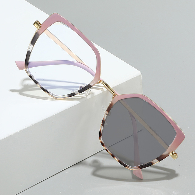 Hot-selling INS-style Glasses for Women Metal Fashion Photochromic Anti-blue Light Glasses Lightweight Durable Tortoiseshell