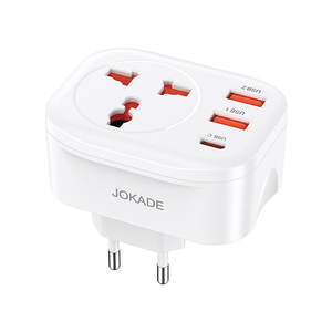 Jokade Travel <b>Adapter</b> 3.4A <b>USB</b> With <b>Usb</b> <b>C</b> And <b>Usb</b> A Ports For International Use - Product Image 1