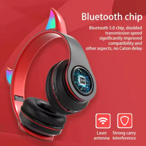 Flash lampe mignon chat oreilles casque sans fil jeu <span class=keywords><strong>diable</strong></span> <span class=keywords><strong>corne</strong></span> casque avec lumière LED casque pour ordinateur Gamer - Product Image 5