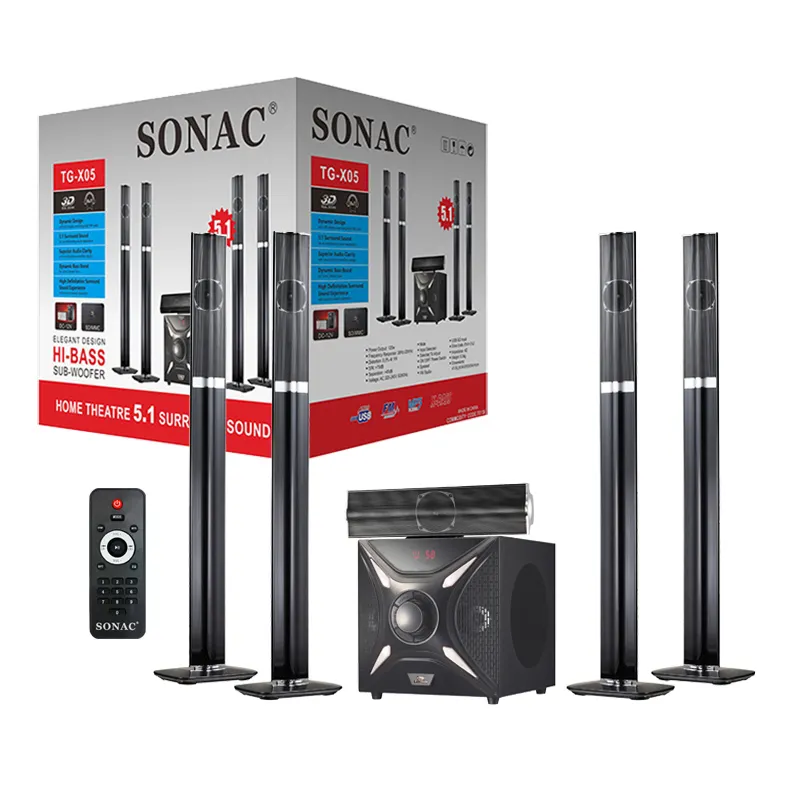 SONAC TG-X05卸売木製サブウーファーオーディオ5.1ホームシアターサウンドスピーカーシステム