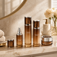 Bouteilles en verre dégradé de qualité supérieure, emballage cosmétique, pot à crème 50g 40ml 100ml 120ml, pulvérisation, couleurs personnalisées, OEM ODM, ensemble rond