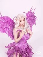 Ailes d'ange en plumes dorées, costume de déguisement, accessoires photo, ailes en plumes pour femmes, tenue de chanteuse, costume de carnaval, costumes de performance sexy