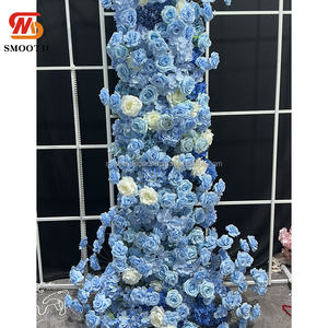 SMOOTH - Camino de Mesa de Rosas Artificiales de Seda Azul Claro Personalizado, Diseño Asimétrico para Decoración de Bodas y Eventos - Product Image 6