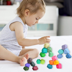 12 Pezzi Pietre Impilabili in Silicone, Giocattoli Montessori Educativi Prescolare Puzzle di Ciottoli - Product Image 5
