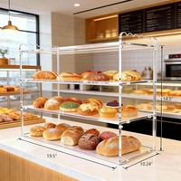 Vitrine à pâtisserie en acrylique transparente à 3 niveaux - 5 mm d'épaisseur, 19,5 x 10,24 x 14,5 pouces, présentoir de comptoir pour pain, gâteaux, biscuits