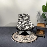 Fauteuil d'appoint pivotant moderne en forme de croissant de lune, fauteuil de salon individuel en tissu doux, fauteuil de détente rotatif pour salon et maison