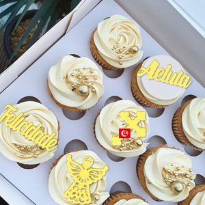 Décoration de gâteau en acrylique avec <span class=keywords><strong>croix</strong></span> dorée et bébé pour baptême, décoration de fête, décoration de cupcake - Product Image 5