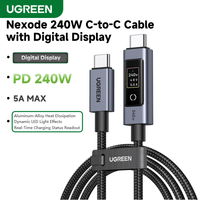 Kabel UGREEN 240W PD3.1 USB-C ke USB-C 1m dengan Layar Sentuh Digital, Pengisian Cepat, Sinkronisasi Data 480Mbps
