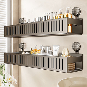 Bathroom Storage Rack Suction Mounted Double Layer Rectangular Durable Wall Mount For Sink Area - Product Image 3