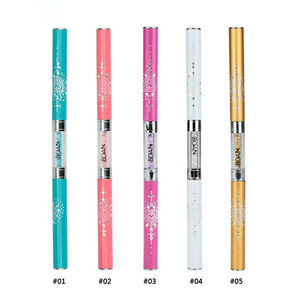 Dual End Nail Art Brush Pen Flat Liner Dotting Tool Metal Acrylic Diamond Handle for Gel Decoration - Product Image 5