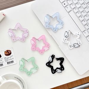 Spot Wholesale Angel Wings Star Plastic <b>Key</b> <b>Chains</b> with Cartoon Pattern Fashion Trend Design Bag Buckle Can Be Hung - Product Image 1