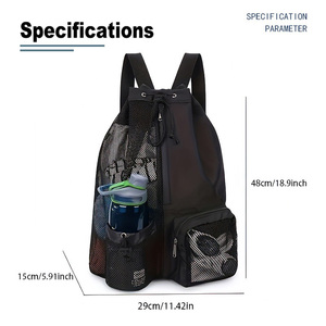 IDEA GIFT promotional Mesh <b>Drawstring</b> <b>Backpack</b> with logo Oxford Waterproof Multi-pocket Custom <b>Drawstring</b> Bag for Sports Gym - Product Image 4