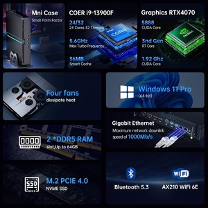 มินิพีซีเกมมิ่งรุ่นที่ 14 I9 14900F I7 14700F RTX 4070 12G RTX4060Ti 8G 2xDDR5 2HD 2DP ระบบปฏิบัติการ Linux คอมพิวเตอร์ตั้งโต๊ะสำหรับเล่นเกม WiFi6 - Product Image 3
