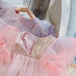 Falda de Gasa Decorativa con Lentejuelas para Niñas, Vestido de Encaje con Mangas Transparentes, Vestido de Princesa para Fiesta - Product Image 5