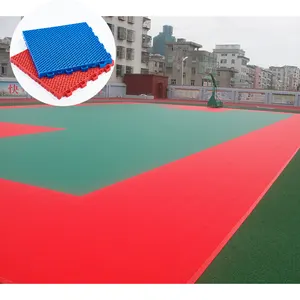 Yeni tasarım basketbol sahası döşemesi plastik geçmeli yer karoları açık basketbol zemin