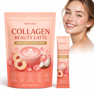 Collagène bovin en poudre certifié Halal, directement de l'usine, OEM, pour femmes et hommes, avec acide hyaluronique, vitamine C, pêche - Product Image 1