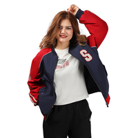 Veste Bamber Popover à manches longues pour femme avec col montant Tissu tissé à coupe décontractée Logo avant teint uni-Style de rue pour l'automne