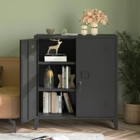 Armoire de rangement en acier moderne et durable avec portes doubles verrouillables et étagères réglables pour la maison, le bureau, le garage, le café