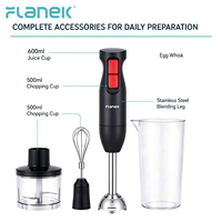 Mixeur Plongeant FLANEK NF-8016S 340W en Acier Inoxydable avec 2 Lames, Fouet, Hachoir et Bol pour Smoothies