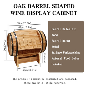 Classico legno orizzontale <span class=keywords><strong>a</strong></span> forma di <span class=keywords><strong>botte</strong></span> di rovere naturale porta espositore vino rosso per Party Mall supermercato uso 8 bottiglie di capacità - Product Image 4