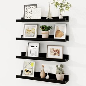 Wall Mounted Storage <b>Shelf</b> 3 Tier Black Multi Functional Display <b>Rack</b> For Living Room Bedroom - Product Image 1