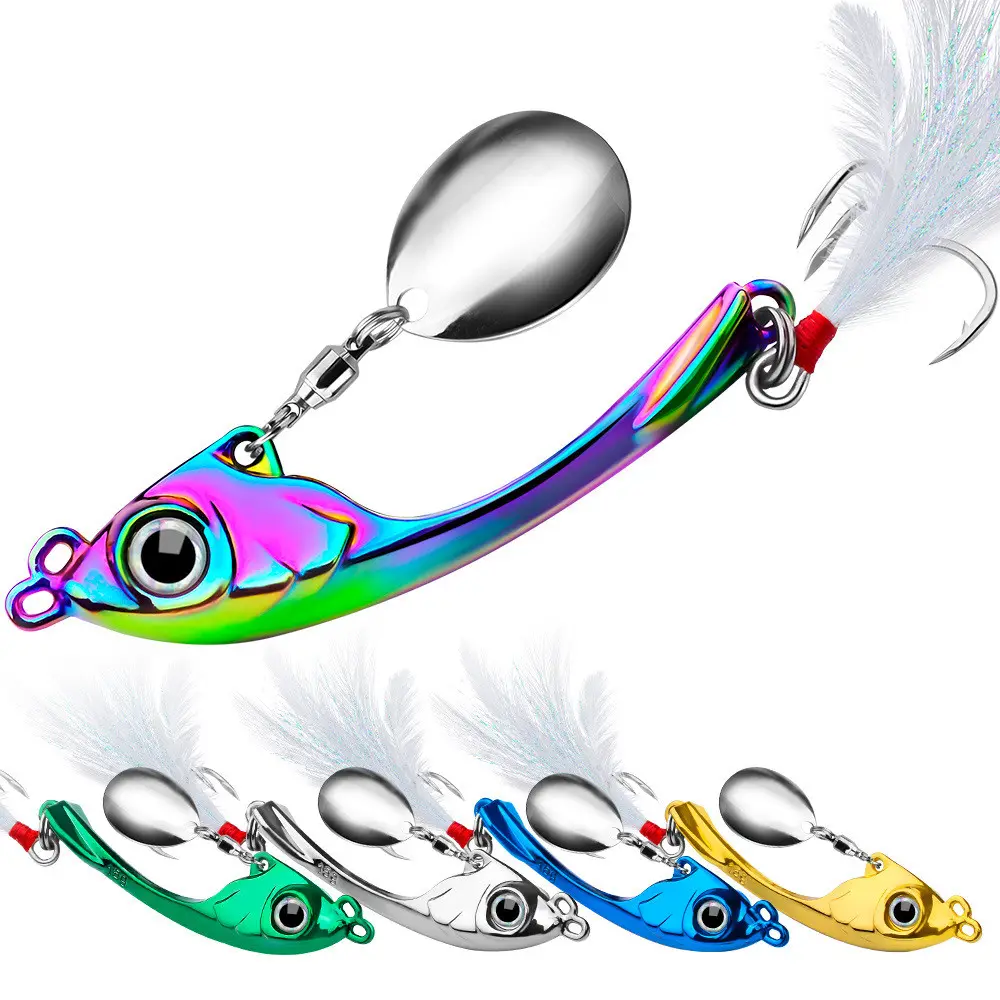 Mydays Outdoor New Design 9g 13g 17g Metal Hard VIB Fishing Lure Swimming Sinking Spinner Blade Bait With Treble Hook And Spool